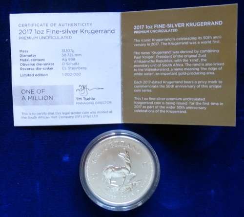 ## Premier Uncirculated 2017 1 Onz Kruger Rand ##