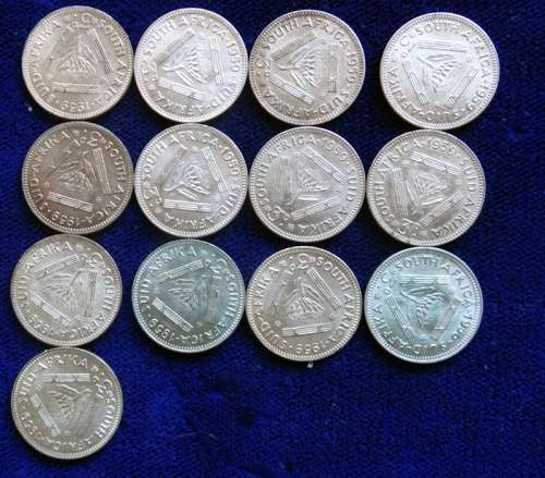 ##  1959 South African Threepence ##  13 most Unc. Bid per.