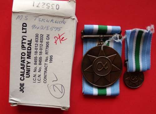 Unitas Medal and Miniature to Pte Tskukudu