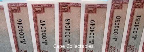10 Sequential TW de Jongh One Rand Notes