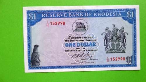 ONE DOLLAR - CHURCHILL WATERMARK - 1974 - L80 -  NOTE - AU/UNC