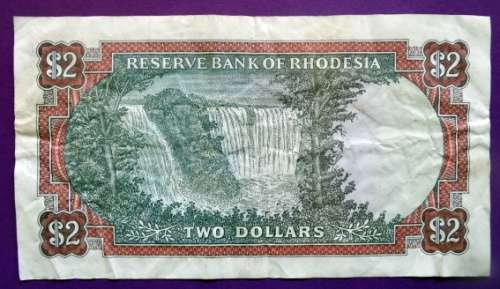 1979 Rhodesia $2 Banknote. Rhodes Watermark