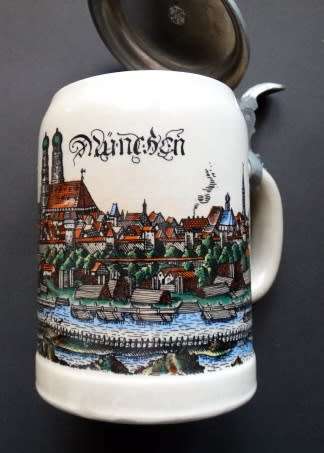 West Germany BMW German Beer Mug   ( 14 cm High) with lid