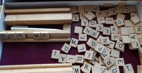 Vintage Scrabble Set From 1953 All Wooden Letter Blocks