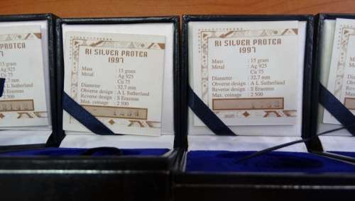 7 Empty Silver R1 Boxes From SA Mint with Coa