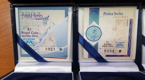 7 Empty Silver R1 Boxes From SA Mint with Coa