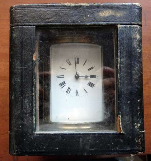 A cased travel clock, France, ca 1900. No Key untested