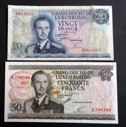 Luxembourg 20 Francs and 50 Francs Banknotes