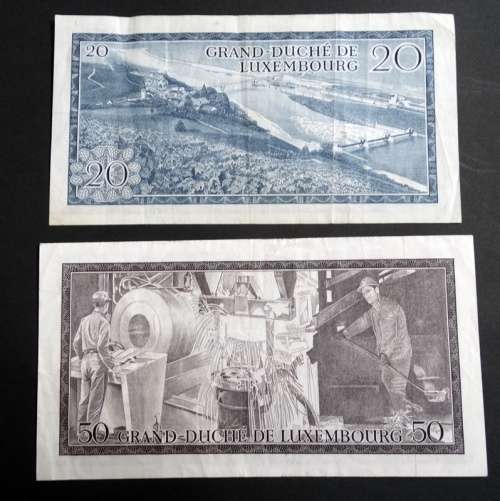 Luxembourg 20 Francs and 50 Francs Banknotes
