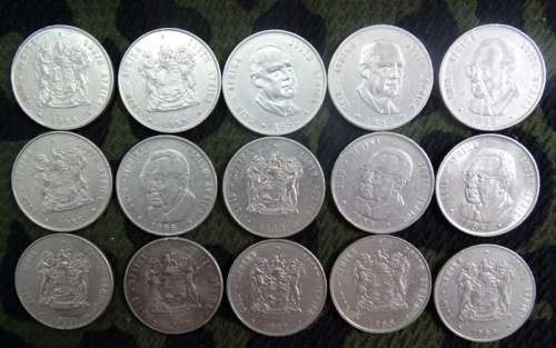 15 Various dates South African Nickle One Rand Coins