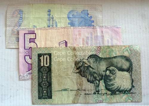 Tw De Jongh R2 to R10 Banknote set.