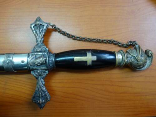 1890-1920 ANTIQUE KNIGHTS TEMPLAR MASONIC CEREMONIAL SWORD WITH SCABBARD