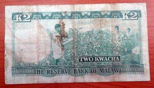1984 Reserve Bank of Malawi  Two Kwacha Banknote