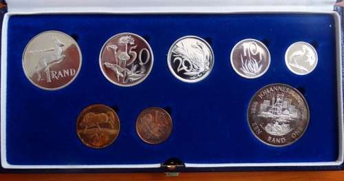1986 Proof set with Silver and Nickle One Rand