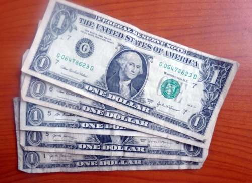 5 USA American One Dollar Banknotes