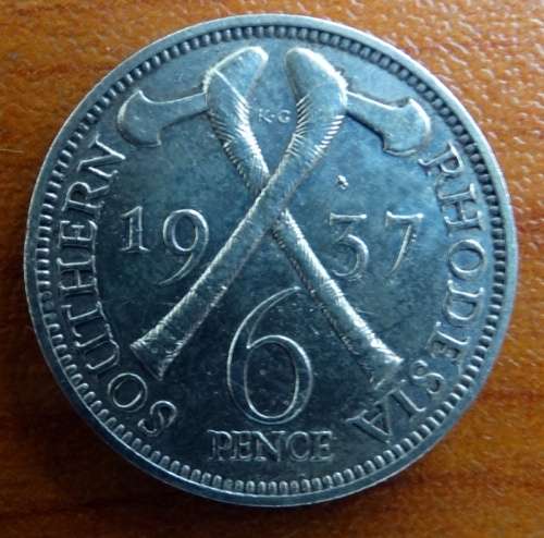 1937 Southern Rhodesia Six Pence ( Key Date) B