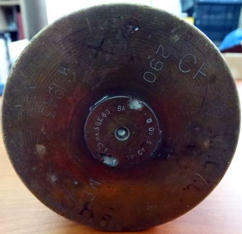 1943 ORIGINAL WWII 60MM BRASS ARTILLERY SHELL MK3 BE60