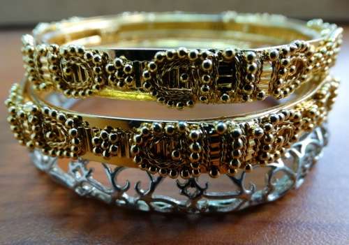 3 Plated Gold and Silver Bracelets