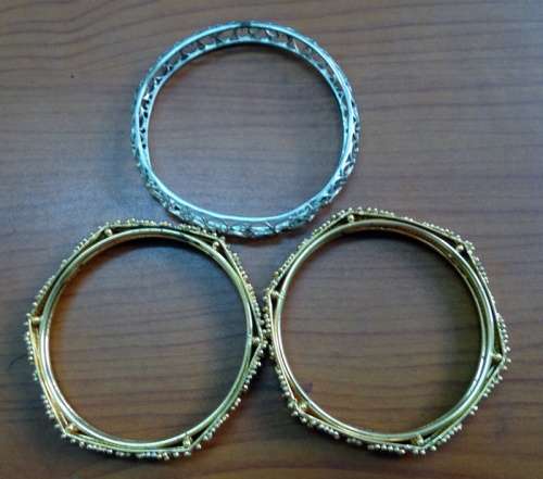 3 Plated Gold and Silver Bracelets