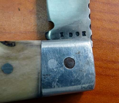 Edox Bone Handle Pocket Knife . Blade 6cm with leather pouch