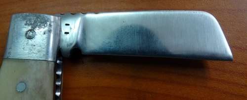 Edox Bone Handle Pocket Knife . Blade 6cm with leather pouch