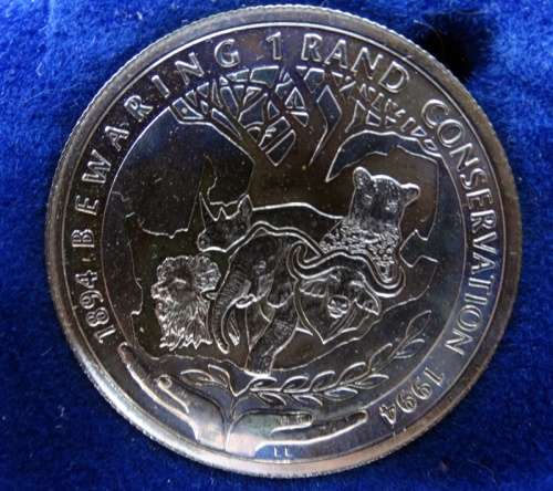 1994 South African Conservation Silver R1 . Mintage 4706  (Proof)