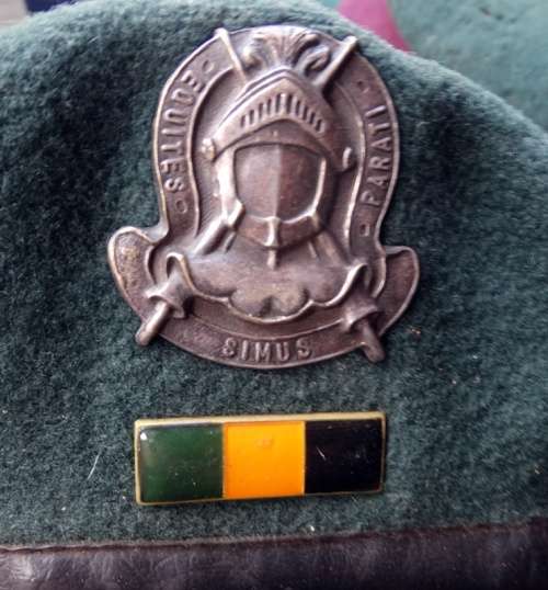 SADF Equestrian Centre Grey Metal beret with Badge. Size 57