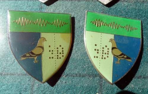 Pair Of  2 Signals Regiment Flashes . 4 Pins Intact (19)