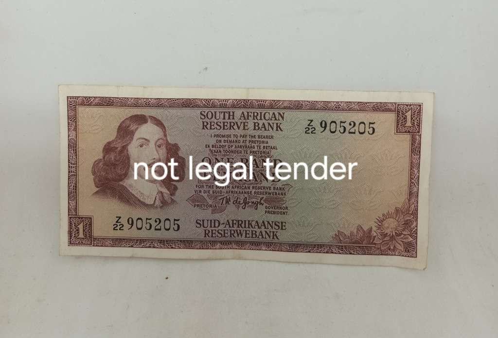 1973 TW de Jongh One Rand Replacement Banknote Afr/Eng