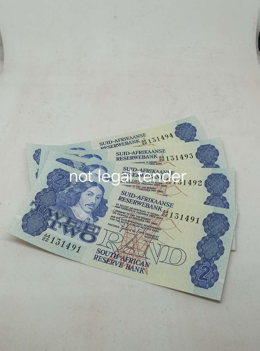 4 x Sequential 1981 GPC de Kock Two Rand Banknotes Afr / Eng