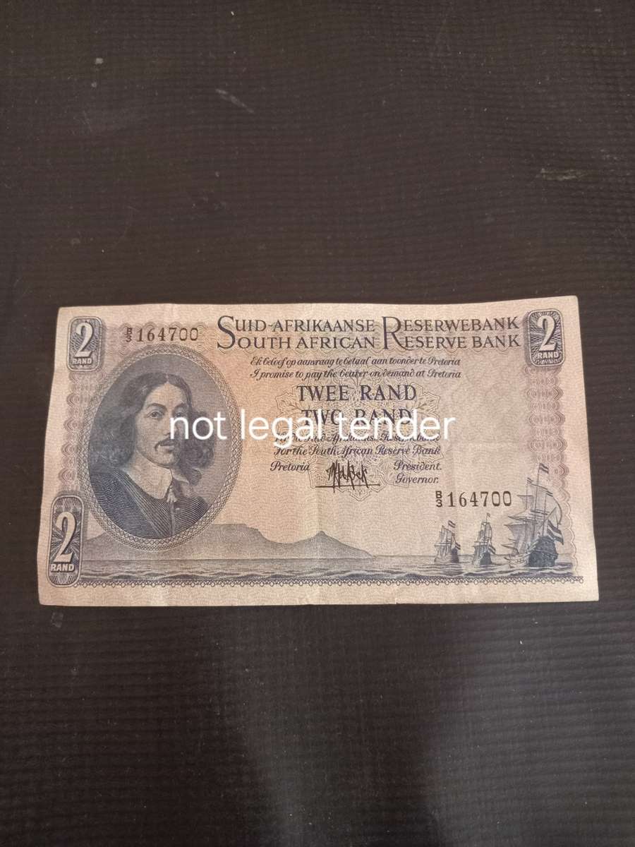 1961  MH de Kock Two Rand Banknotes Afr / Eng