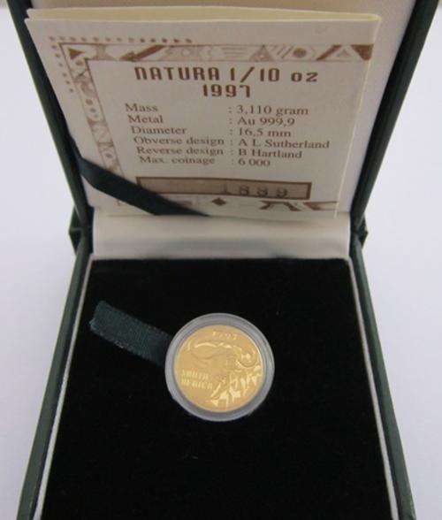 ## Proof 1997 South Africa Natura 1/10th Oz Gold The Buffalo ##