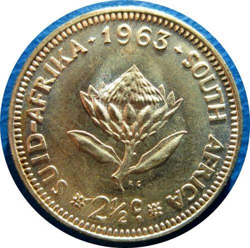 ## UNC 1963 South Africa 2 1/2 Cent ##