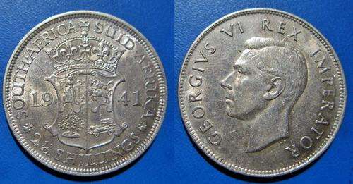 ## 1941 South Africa Silver 2 1/2 Shillings ##