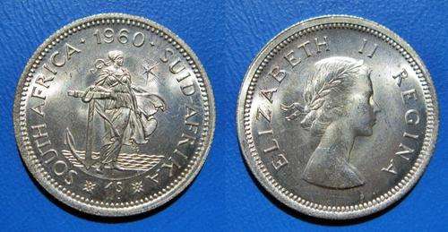## UNC 1960 South Africa Silver 1 Shilling ##