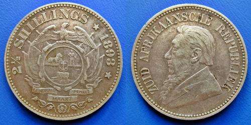 ## 1893 ZAR/South Africa Silver 2 1/2 Shillings ##