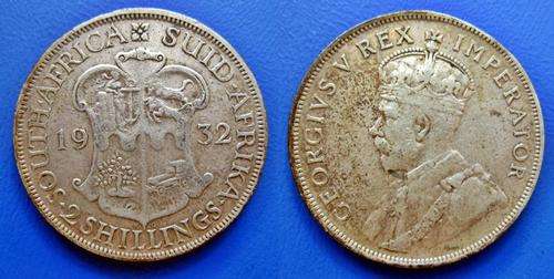 ## 1932 South Africa Silver 2 Shillings ##