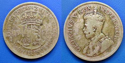 ## 1925 South Africa Silver 2 1/2 Shillings ##