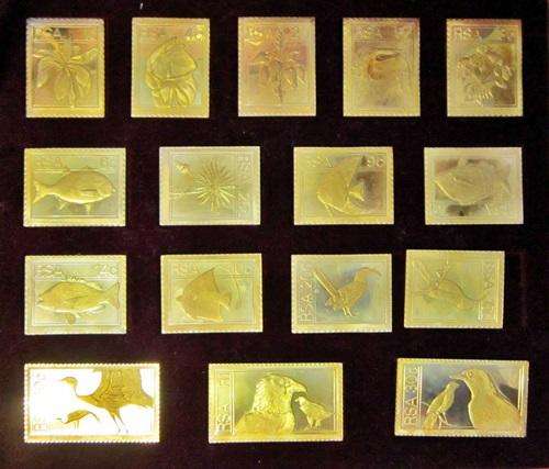 ## The RSA 1974/5 Definitive Stamp Replica Set ** Gold Plated Sterling Silver 540g ##