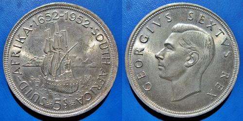 ## 1952 South Africa Silver 5 Shillings/Crown ##