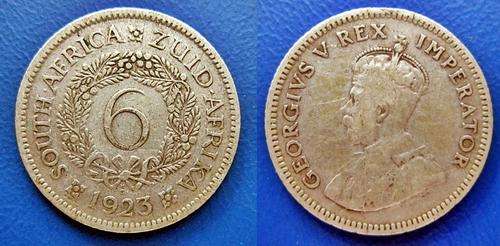 ## 1st Year of Issue 1923 South Africa Silver 6D ##