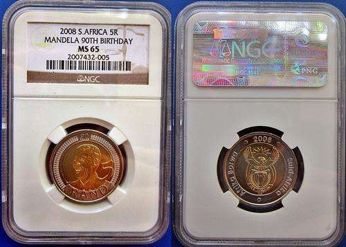 ## NGC Graded 2008 South Africa Mandela 90th Birthday R5 MS 65 ##