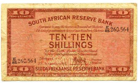 ## M.H. De Kock Tien Shilling Notes  ##