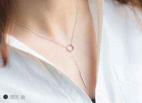 Sterling Silver Circle and Bar Necklace