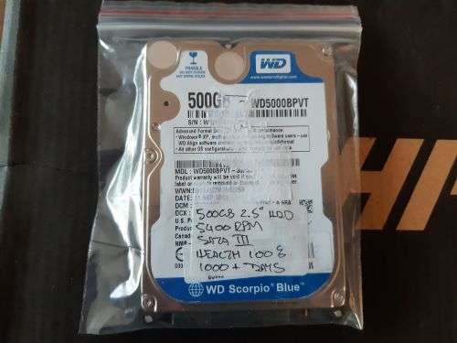 Western Digital Blue 500GB SATA III 2.5" HDD