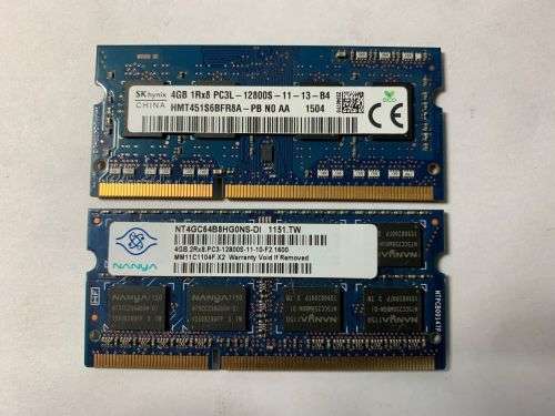 SET OF 2 4GB DDR3 12800 LAPTOP MEMORY
