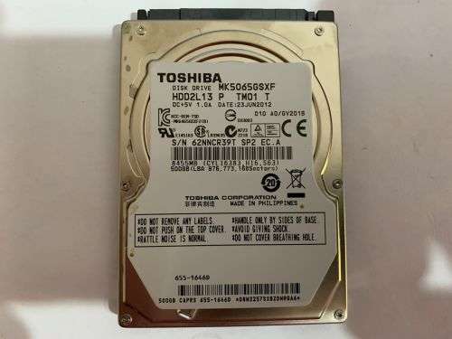 TOSHIBA 500GB LAPTOP HDD
