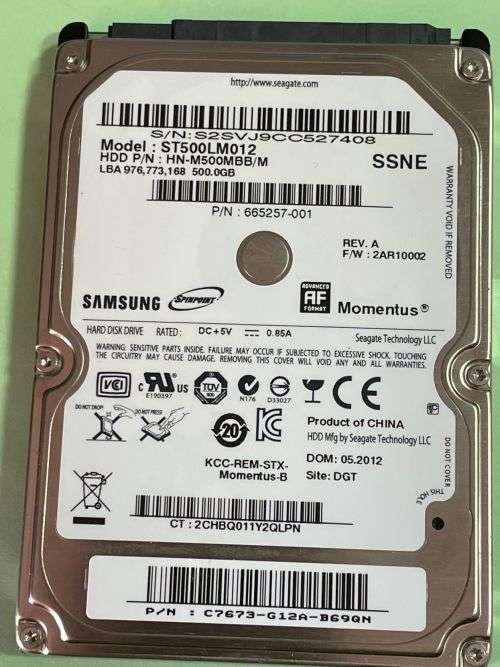 Samsung 500GB Laptop HDD