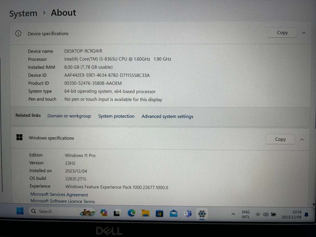 Dell Latitude 5400 Core i5 8th Gen 256GB/8GB/Win 11 Pro