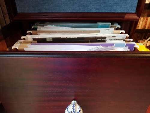 Solid Wood Wetherlys Filing Cabinet - As New - Blue Strip Removable!